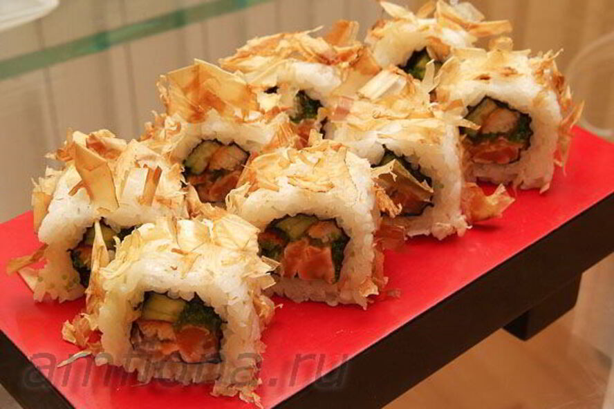 Рецепт ролл в стружке тунца бонито