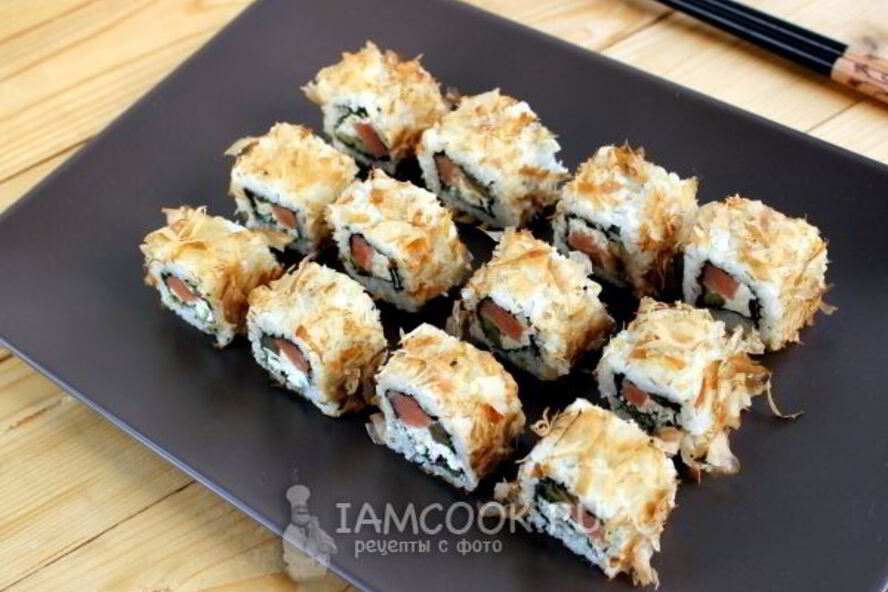 Рецепт роллы бонито со стружкой тунца