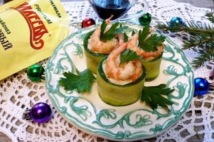 Рецепт роллы из огурца с креветками