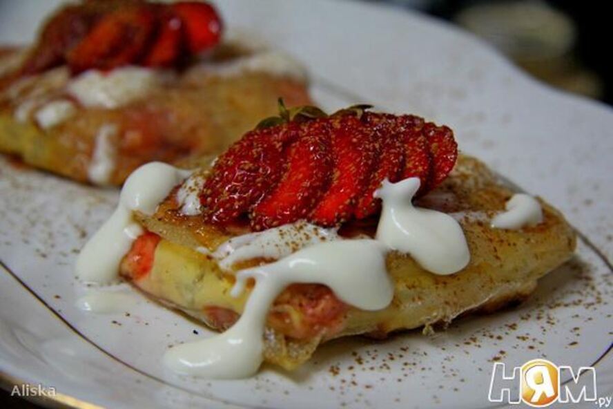 Рецепт спринг-роллы с творогом, клубникой и бананом