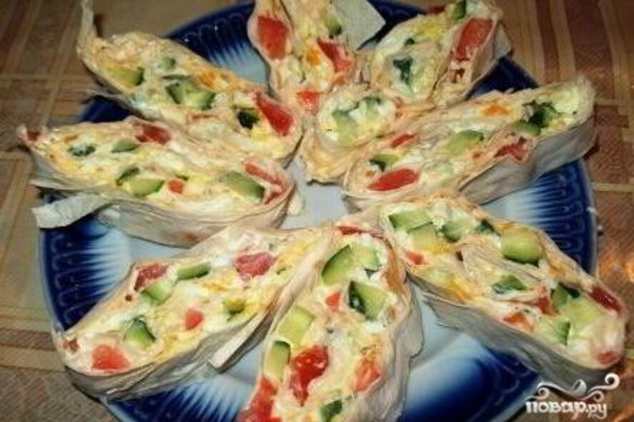 Рецепт рулет из лаваша с овощами