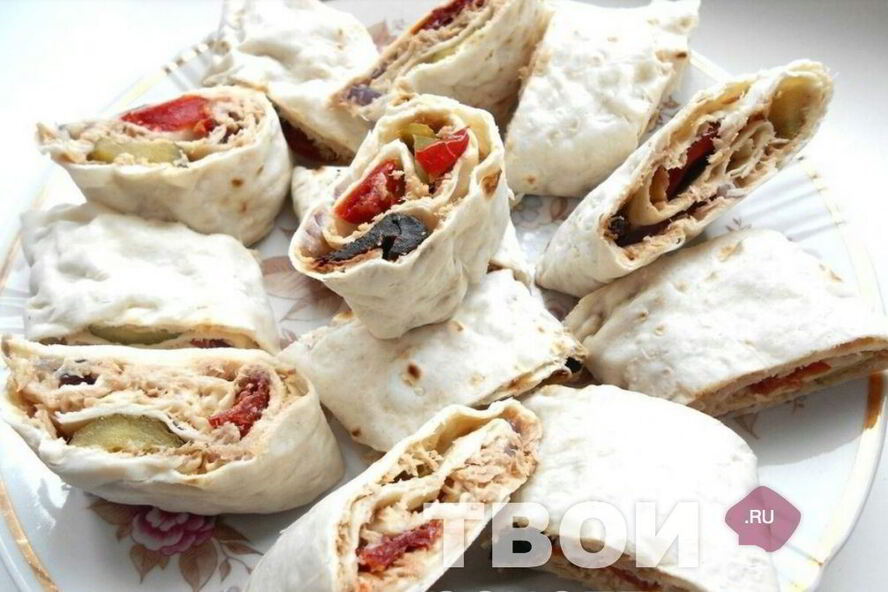 Рецепт рулет из лаваша с тунцом