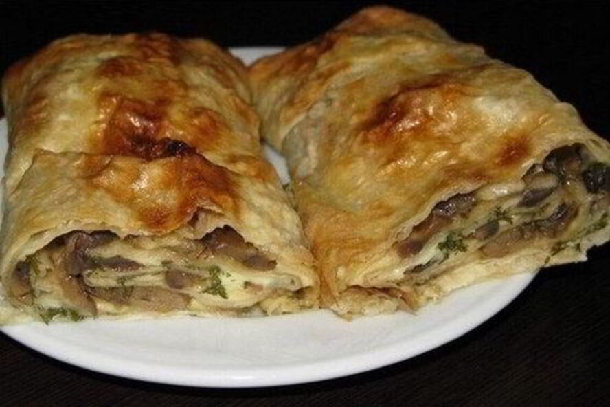 Рецепт рулет из тонкого лаваша с сыром и грибами