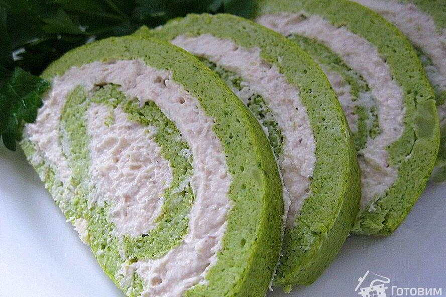 Рецепт зеленый рулет из брокколи с курицей