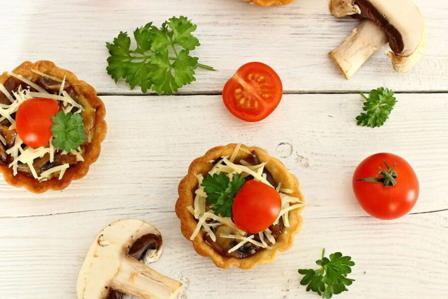 Рецепт тарталетки с грибами и сыром