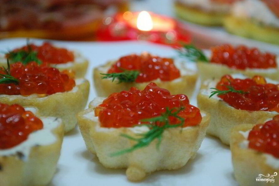 Рецепт тарталетки с икрой и творожным сыром
