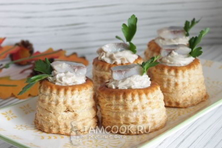 Рецепт тарталетки с сельдью и творогом