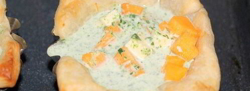 тарталетки с тыквой и фетой в сливочно-шпинатной заливке. Шаг 5