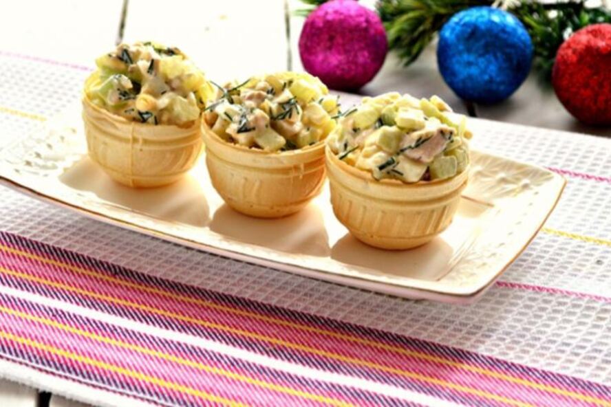 Рецепт закуска из куриного мяса в тарталетках