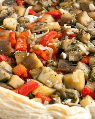 Быстрый тарт с баклажанами