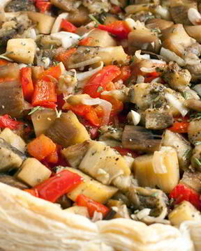 Быстрый тарт с баклажанами