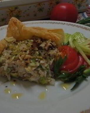 Тарт с цукини, рисом и орехами