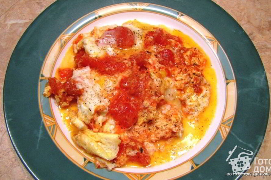 Рецепт яичница с помидорами