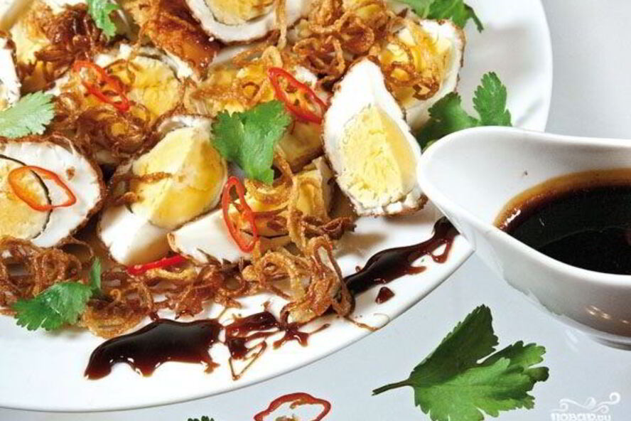 Рецепт закуска из жареных яиц