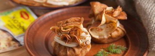 блинные мешочки с жюльеном из курицы и грибов. Шаг 9