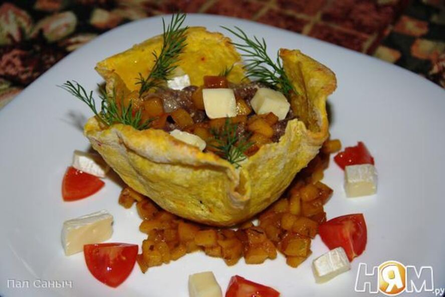 Рецепт жульен из языка на манговом чатни