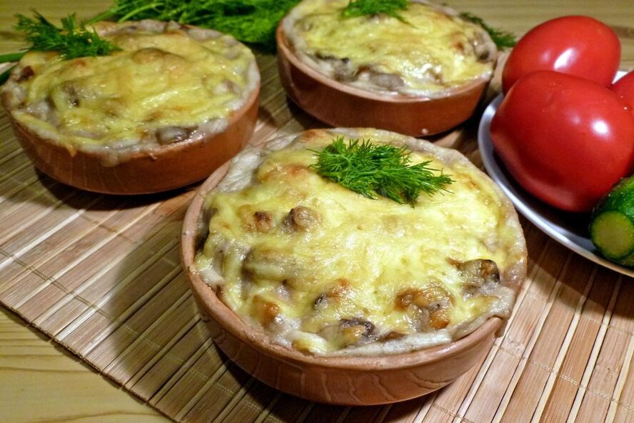 Рецепт жульен с грибами и сметаной