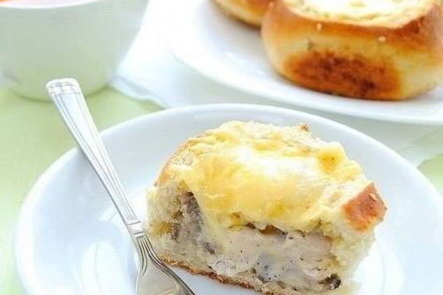 Рецепт жульен с курицей в булочке