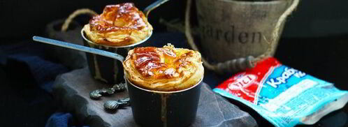 жюльен с крышечками из слоеного теста. Шаг 5